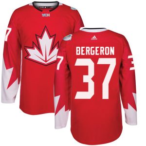 Team Canada Patrice Bergeron #37 Authentic Rot Auswärts 2016 World Cup Hockey